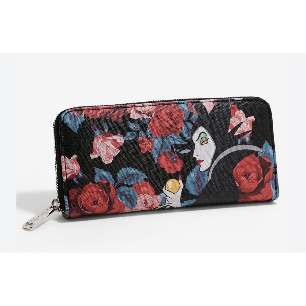 Loungefly x Disney Villains MALEFICENT Roses Clutch Zip Around Wallet RARE